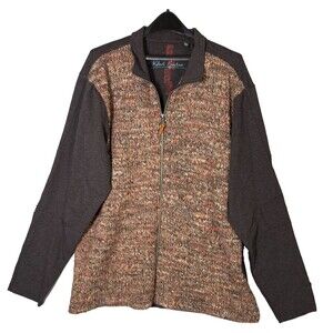 Robert Graham Knit Zip Up Sweater Jacket Mens XXL Alpaca Wool Blend Mock Neck
